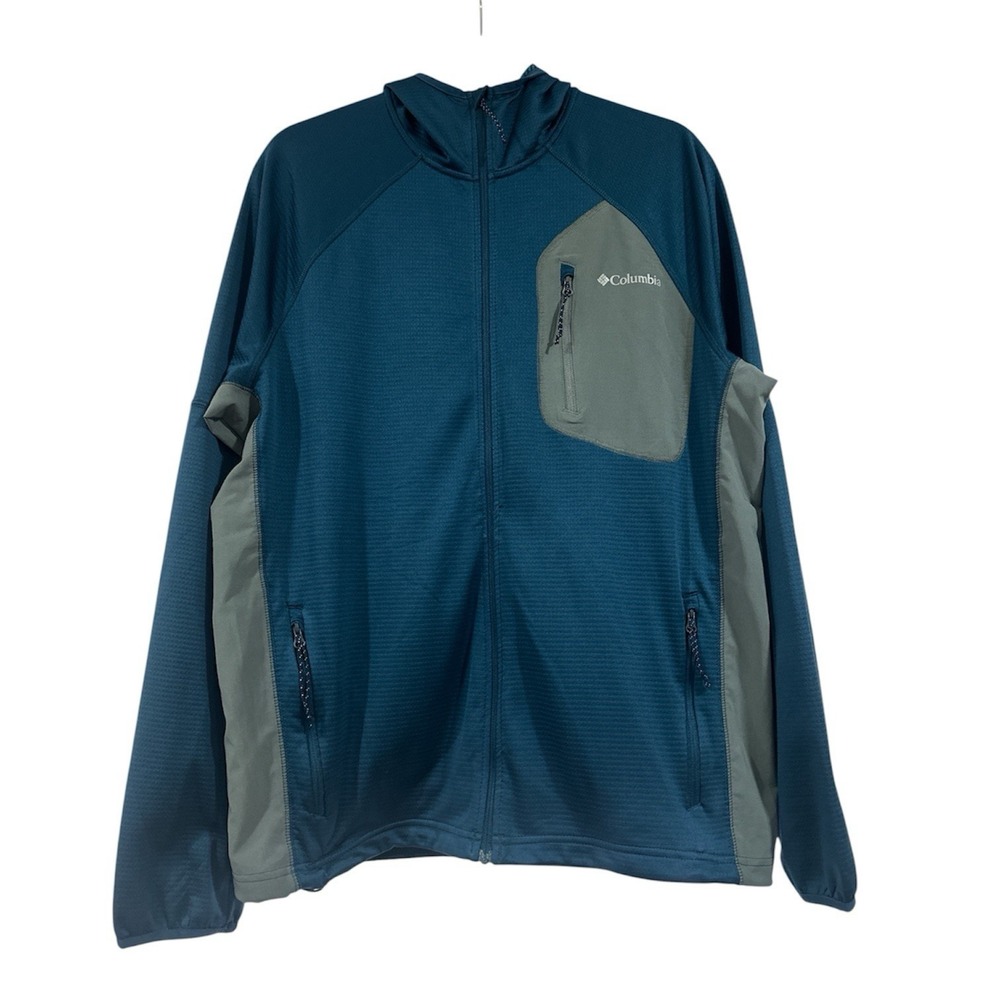 Columbia Triple Canyon Grid Fleece Jacket Mens Large Blue Full Zip Outdoors